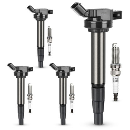 Picture of UF596 Ignition Coil & 93501 Double Iridium Spark Plug Compatible with Toyota Corolla Matrix Prius Prius V C-HR/Lexus CT200h /Scion xD iM/Pontiac Vibe 1.8L L4 Replaces #UF619 C1714 GN10341 9091902252