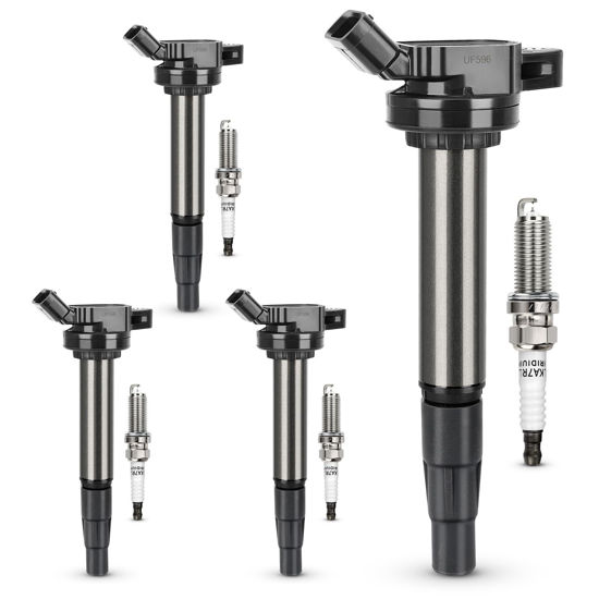 Picture of UF596 Ignition Coil & 93501 Double Iridium Spark Plug Compatible with Toyota Corolla Matrix Prius Prius V C-HR/Lexus CT200h /Scion xD iM/Pontiac Vibe 1.8L L4 Replaces #UF619 C1714 GN10341 9091902252