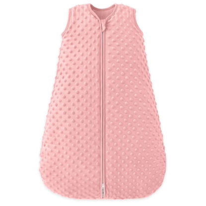 Picture of FILLEEP Fleece Baby Sleep Sack 18-24 Months 2.5 Tog with Plush Dots, Winter Baby Wearable Blanket for Infant Toddler Sleeping Sack 2-Way Zipper Warm Sleep Sack, Pink