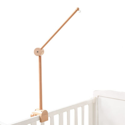 Picture of Baby Crib Mobile Arm - Wooden Baby Mobile Crib Holder Height Adjustable for Hanging Baby Crib Attachment for Nursery Decor