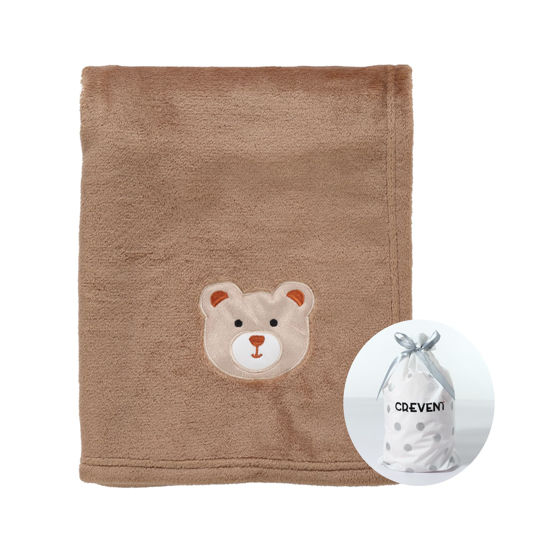 Picture of CREVENT 30''X40'' Cute Cozy Fluffy Warm Baby Blanket for Girls Boys Infants Toddlers' Bedding Crib Cot Stroller, Baby Shower Birthday Newborn's Gift - Bear