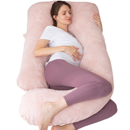 Picture of MOON PINE Pregnancy Pillow, U Shaped Full Body Pillow for Maternity Support, Sleeping Pillow with Cover for Pregnant Women (Dusty Pink)