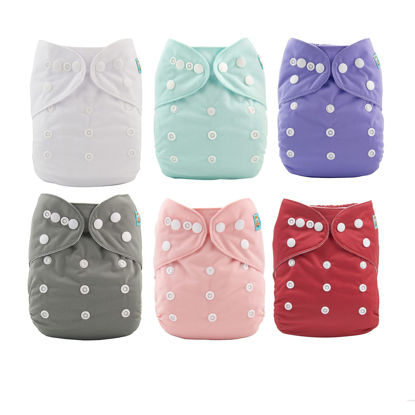 Picture of ALVABABY Baby Cloth Diapers 18pcs One Size Adjustable Washable Reusable for Baby Girls 6 Pack + 12 Inserts 6BM100-DA