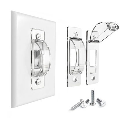 Picture of Wall Switch Guard, ILIVABLE Child Proof Light Switch Plate Covers Protects Your Lights from being Accidentally Turned On or Off by Children and Adults (Clear, 2 Pack)