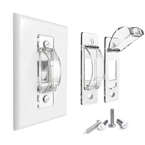 Picture of Wall Switch Guard, ILIVABLE Child Proof Light Switch Plate Covers Protects Your Lights from being Accidentally Turned On or Off by Children and Adults (Clear, 2 Pack)