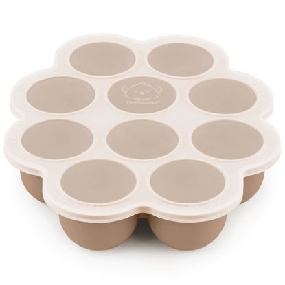 Picture of KeaBabies Silicone Baby Food Freezer Tray with Clip-on Lid, 2oz x 10 Pods Baby Food Freezer Molds, Breast Milk Freezer Tray, Dishwasher, Microwave, BPA-Free Baby Food Storage Tray(Chai Latte)