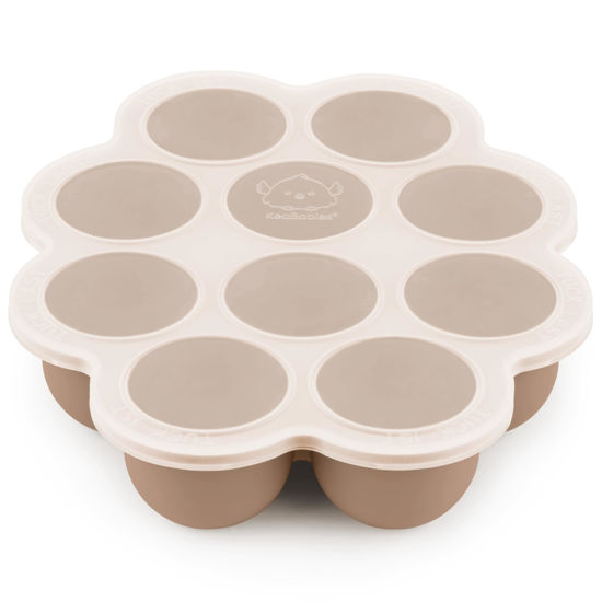 Picture of KeaBabies Silicone Baby Food Freezer Tray with Clip-on Lid, 2oz x 10 Pods Baby Food Freezer Molds, Breast Milk Freezer Tray, Dishwasher, Microwave, BPA-Free Baby Food Storage Tray(Chai Latte)