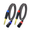 Picture of Ihurllu Balanced 1/4" TRS to XLR Male Patch Cable, 6.6Feet Quarter Inch 6.35mm to 3pin XLR Male Microphone Cable, Heavy Duty Nylon Braided, Gold Plated Plug, for Mixer, Speaker, Studio Monitor -2Pack