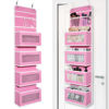Picture of Over Door Organizer with 4 Large Capacity Pockets, Hanging Organizer Storage for Closet Bathroom Nursery Bedroom Dorm, Toys Cosmetics Sundries and Baby Essentials, Pink