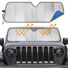 Picture of Big Hippo Windshield Sun Shade Car Sun Shade for 2007-2024 Wrangler Rubicon Sahara TJ JK JKU 2 & 4 Door-Sun Visor Protector Blocks UV Rays Windshield Sunshade, Blue