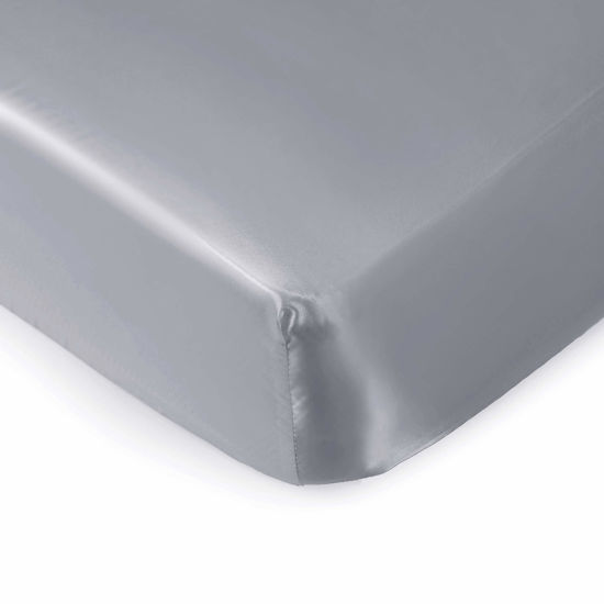 Picture of Pro Goleem Satin Soft Crib Sheet Great for Baby with Sensitive Hair Silky Baby Mattress Sheet Gray Unisex 52’’x28’’x8’’ Fitted Sheet