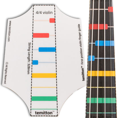 Picture of Non-Adhesive Violin Finger Guide for Adult/Kids Beginner, Static Cling Sheet, Fingerboard Stickers, Notes practice tape (Type A_Basic, 4/4 full size)