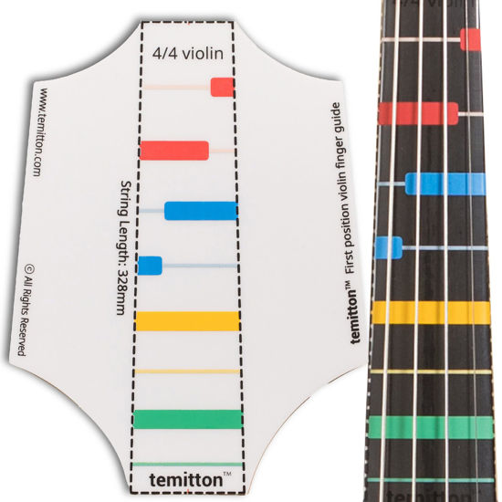 Picture of Non-Adhesive Violin Finger Guide for Adult/Kids Beginner, Static Cling Sheet, Fingerboard Stickers, Notes practice tape (Type A_Basic, 4/4 full size)