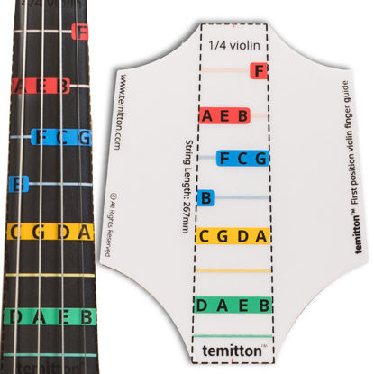 Picture of Non-Adhesive Violin Finger Guide for Adult/Kids Beginner, Static Cling Sheet, Fingerboard Stickers, Notes practice tape (Type B_Note Names, 1/4 size)