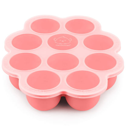 Picture of Silicone Baby Food Freezer Tray with Clip-on Lid - 2oz x 10 Pods Baby Food Silicone Freezer Molds, Breast Milk Freezer Tray, Dishwasher, Microwave, BPA-Free Baby Food Storage Tray (Blossom)