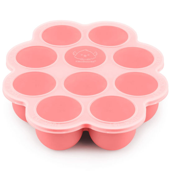 Picture of Silicone Baby Food Freezer Tray with Clip-on Lid - 2oz x 10 Pods Baby Food Silicone Freezer Molds, Breast Milk Freezer Tray, Dishwasher, Microwave, BPA-Free Baby Food Storage Tray (Blossom)