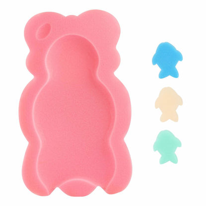Picture of KECUCO Baby Bath Cushion Infant Bath Sponge Bath Mat, Baby Bath Pad Bath Sponge for Toddler Infant Newborn (Pink-Style4)