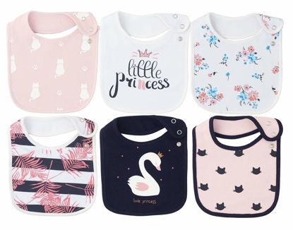 Picture of Maiwa 6 Pack Waterproof Cotton Baby Bibs for Girls for Drooling Eating Teething with Snaps