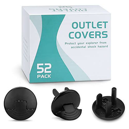 Picture of 52 Pack Black Safety Outlet Covers Baby Proofing, Electrical Socket Outlet Plugs 3-Prong Child Proof for Kids House