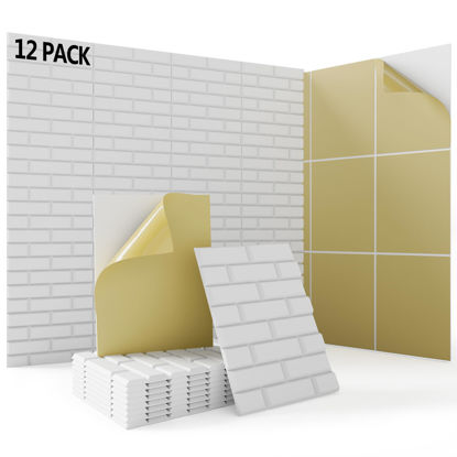 Picture of 12 pack Acoustic Panels With Self-Adhesive, 16"X 12"X 0.4"Sound Proof Foam Panels, High Density Sound Panels, Soundproof Wall Panels for Home Studio Office(Brick, White)