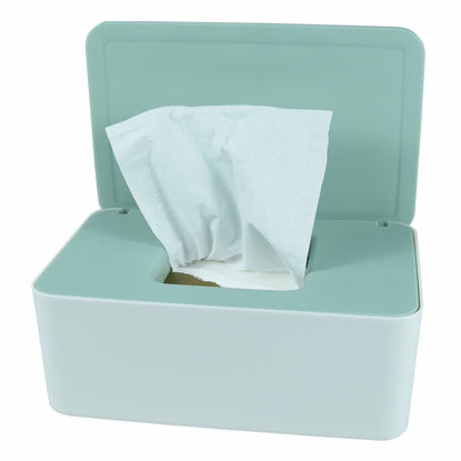 Picture of Diaper Wipes Dispenser, Tissue Storage Box Case, Wet Wipe Dispenser Holder with Lid for Home, Office, Cars (Green)