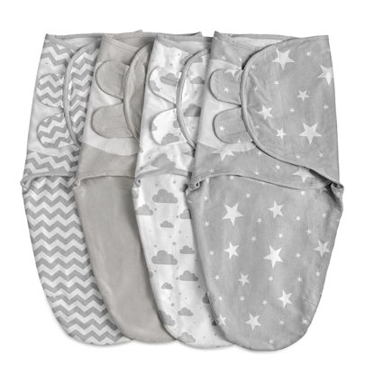 Picture of Soarwg Kids Baby Swaddle, Swaddle Blanket, Swaddle Sack, Organic Nursery Swaddling Blankets 0-3 Months, Standard 100 by Oeko-TEX, Adjustable Newborn Swaddle Wrap Infant Sleep Sacks 4 Pack Small