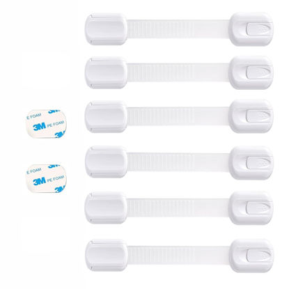 Picture of Booboo® (6 Pack) Premium Child Safety Cupboard Door Strap Locks | Baby Proof Your Cabinets with No Trapped Fingers | Extra Easy Installation, No Tools Needed
