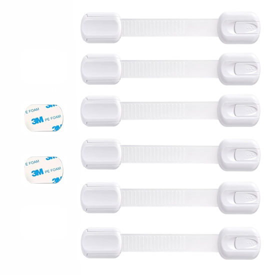 Picture of Booboo® (6 Pack) Premium Child Safety Cupboard Door Strap Locks | Baby Proof Your Cabinets with No Trapped Fingers | Extra Easy Installation, No Tools Needed