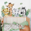 Picture of 52.51x23.62 Inch Watercolor Jungle Animal Wall Decals Safari Forest Animal Wall Sticker Elephant Lion Monkey Wall Decals for Baby Nursery Playroom Bedroom Classroom Kindergarten Wall Decor