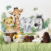 Picture of 52.51x23.62 Inch Watercolor Jungle Animal Wall Decals Safari Forest Animal Wall Sticker Elephant Lion Monkey Wall Decals for Baby Nursery Playroom Bedroom Classroom Kindergarten Wall Decor