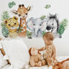 Picture of 52.51x23.62 Inch Watercolor Jungle Animal Wall Decals Safari Forest Animal Wall Sticker Elephant Lion Monkey Wall Decals for Baby Nursery Playroom Bedroom Classroom Kindergarten Wall Decor