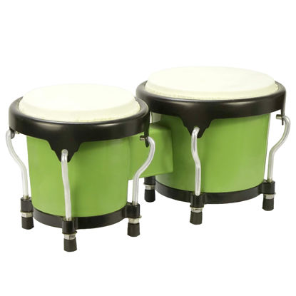 Picture of Soulmate Bongo Drum 4'' and 5'' Set for Kids Adults Beginners,Percussion Bongos Drum With Tuning Wrench. (Green)