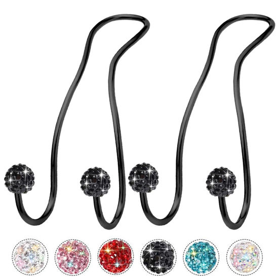 Picture of MTGOCHA Bling Purse Hook for Car Headrest Hooks Upgraded Cute Car Purse Hooks Car Seat Hooks for Headrest Metal Car Bag Hooks Car Purse Holder Hook Hanger Bling Car Accessories for Women,A Black