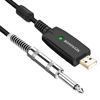 Picture of HOSONGIN USB Guitar Cable - USB Interface Male to 6.35mm 1/4" TS Mono Electric Guitar Converter Cable (10 Ft, Black)