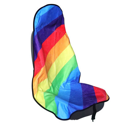 Picture of LoyaGour Car Seat Cover Protector Front Seats,for Gym Workout,Running,Swimming,Beach and Hiking,Waterproof Sweat Towel Bucket Seat Covers for Trucks SUV Jeep (Rainbow, 1Pcs)