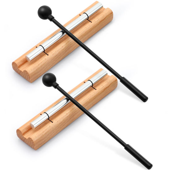 Picture of Yeshone 2 Set Hand Chimes for Classroom Meditation Chimes Bells Classroom Management Tools Chimes Instrument with Mallet for Meditation Yoga Prayer Teacher School(Black, Single Tone)