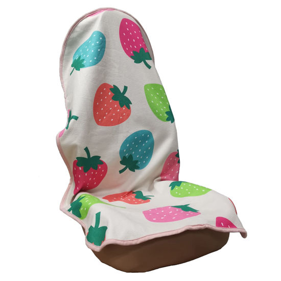 Picture of LoyaGour Car Seat Cover Protector Front Seats,for Gym Workout,Running,Swimming,Beach and Hiking,Waterproof Sweat Towel Bucket Seat Covers for Trucks SUV Jeep (Strawberry, 1Pcs)