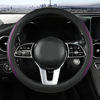 Picture of Car Steering Wheel Cover, Leather Steering Wheel Cover Purple Universal 14.5-15 Inch Microfiber Leather Anti-Slip Breathable Auto Steering Wheel Covers for Men Women (Black&Purple)