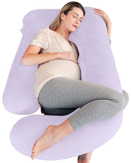 Picture of Cute Castle Pregnancy Pillows, Soft U-Shape Maternity Pillow with Removable Cover - Full Body Pillows for Adults Sleeping - Pregnancy Must Haves - Jumbo 57 Inch - Purple