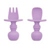 Picture of Bumkins Baby Utensils Set, Chewtensils Silicone Spoons for Dipping, Self-Feeding, Baby Led Weaning, Trainer Learning, First Stage Eating, Soft Practice Fork and Spoon, Babies 6 Months, Lavender