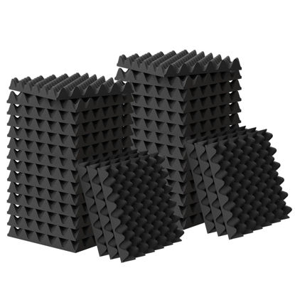 Picture of 24 Pack 1.5"X12"X12" Sound Proof Egg Crate Foam Pad(Most Soundproofing Design), Upgraded Sound Proof Foam Panels for Walls, Doors, Fire-Retardent Foam Padding, Soundproof Foam Made by WVOVW