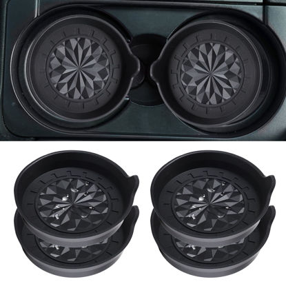 Picture of Amooca Automotive Cup Holders Universal Car Cup Coaster Waterproof Non-Slip Sift-Proof Spill Holder Car Interior Accessories 4 Pack Black Floral