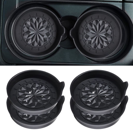 Picture of Amooca Automotive Cup Holders Universal Car Cup Coaster Waterproof Non-Slip Sift-Proof Spill Holder Car Interior Accessories 4 Pack Black Floral