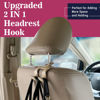 Picture of TISOHUGO Upgraded Headrest Hooks for Purses and Bags, 2 in 1 Car Back Seat Head Rest Hanger Matching Cars Interior Genuine Leather Vehicle Storage Holder Hook, 2 Pack, Beige