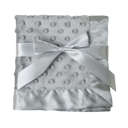 Picture of American Baby Company Heavenly Soft Chenille Security Blanket, 2-Layer Design with Minky Dot & Silky Satin, Gray, 14" x 14" for Boys and Girls