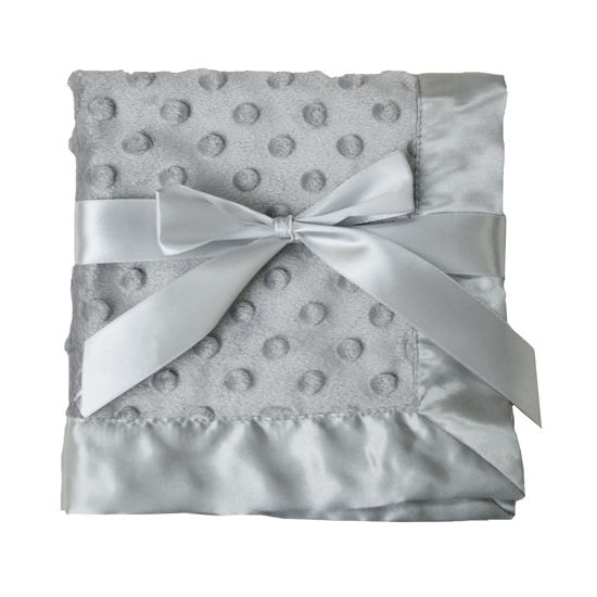 Picture of American Baby Company Heavenly Soft Chenille Security Blanket, 2-Layer Design with Minky Dot & Silky Satin, Gray, 14" x 14" for Boys and Girls