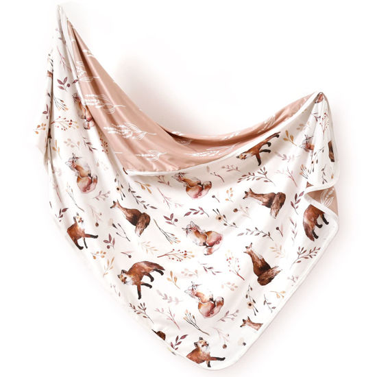 Picture of GRSSDER Baby Blankets Super Soft Jersey Knit Swaddle Blanket for Baby Girls and Boys, Double Layer Receiving Blankets 34 x 44 Inches Extra Large for Baby Show Gift, Stylish Pretty Fox Pattern