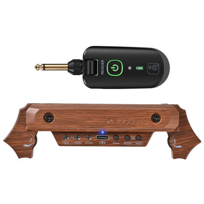Picture of Wireless Acoustic Guitar Pickup Rechargable Magnetic And Microphone Soundhole Pickup For Acoustic Guitar Build-In Volume Control(Wood Grain)