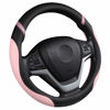 Picture of Cxtiy Steering Wheel Cover for Women Leather Universal Steering Wheel Covers for Car 15 inch (Pink)
