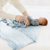 Picture of MairMore Baby Swaddle Receiving Blankets with Matching Beanie Set Newborn Nursery Swaddle Wrap for Baby Girls and Boys (Blue)